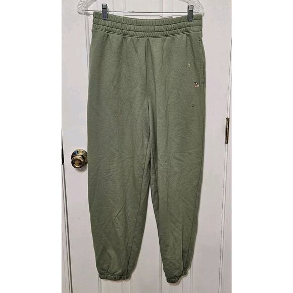 American Eagle Outfitters Pants - American Eagle Green Flower Embroidered High Rise Jogger Pants